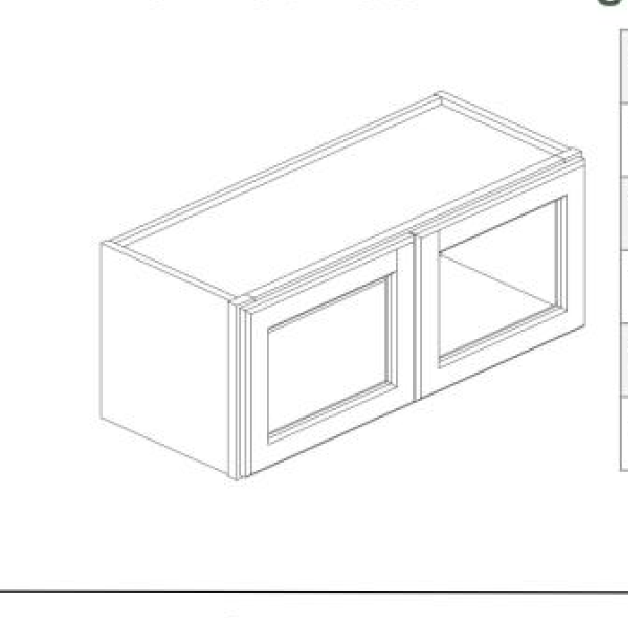 W2412GD Double Glass Door Cabinet 24"W x 12"H x 12"L