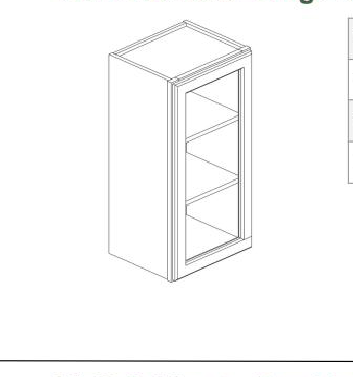 W1530GD Wall Glass Door Cabinet 15"W x 30"H x 12"L