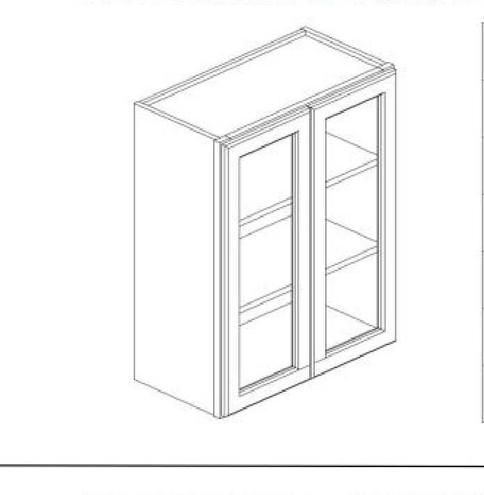 W2430GD Wall Glass Door Cabinet 24"W x 30"H x 12"L