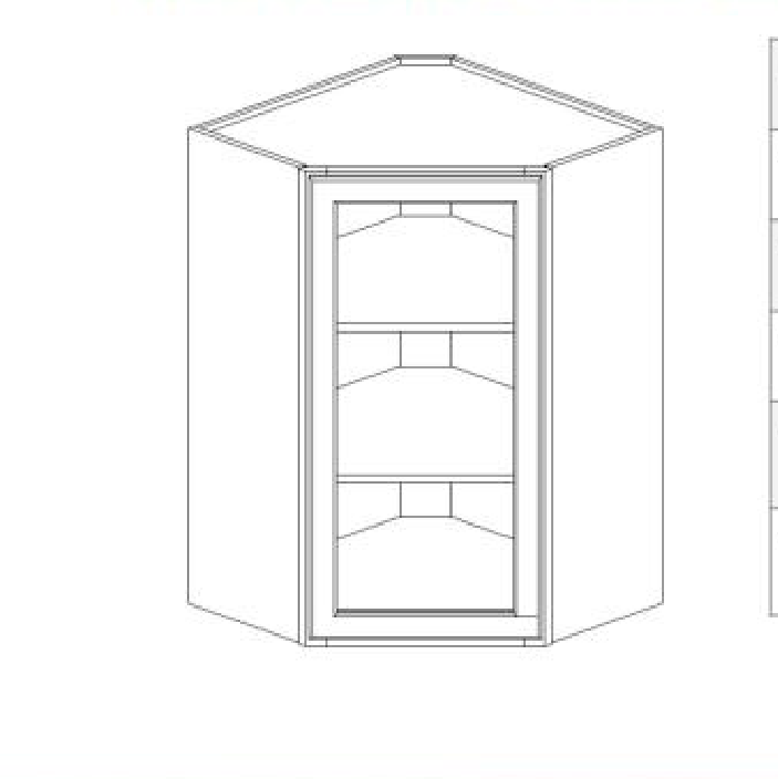 WDC2430GD Wall Diagonal Glass Cabinet 24"W x 30"H x 12"L