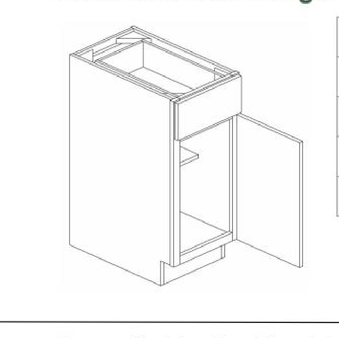 B12 Base Cabinet (Specify Door Left or Right) 12"W x 30"H x 24"L