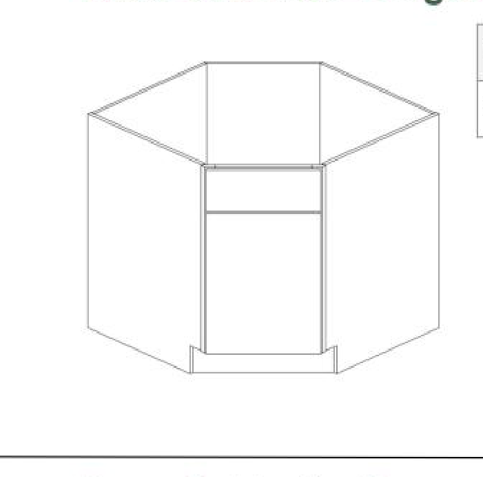 DSB36 Diagonal Sink Base Cabinet 36"W x 30"H x 24"L