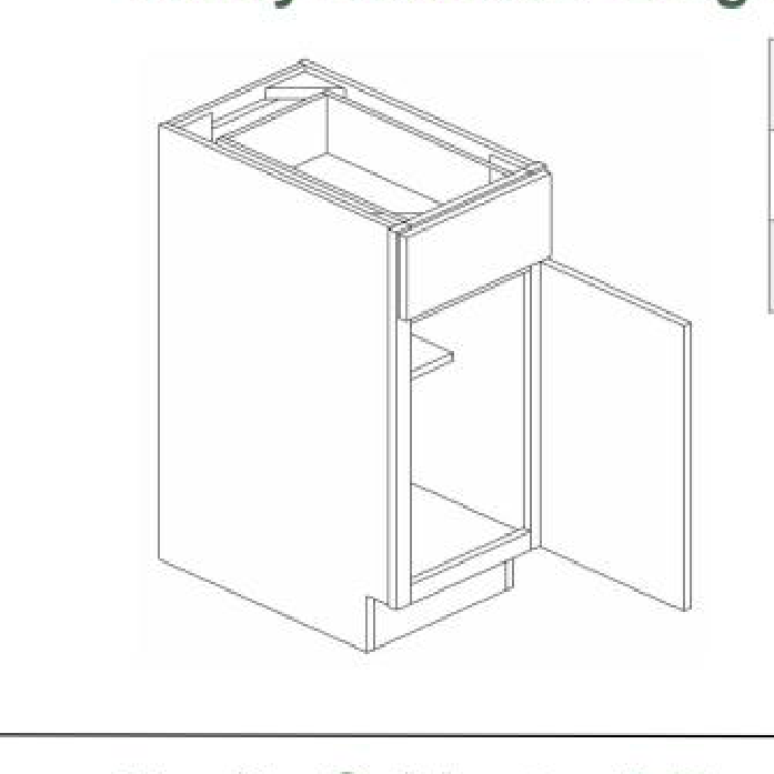 VB12 Vanity Base Cabinet (Specify Door Left or Right) 12"W x 35"H x 21"L
