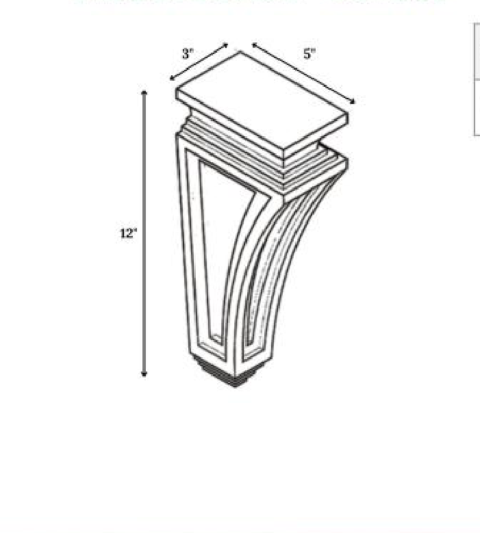 Corbel, 3" W x 12" H x 5" D
