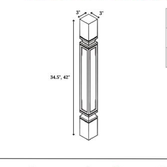 Structural Post, 3" W x 34.5" H