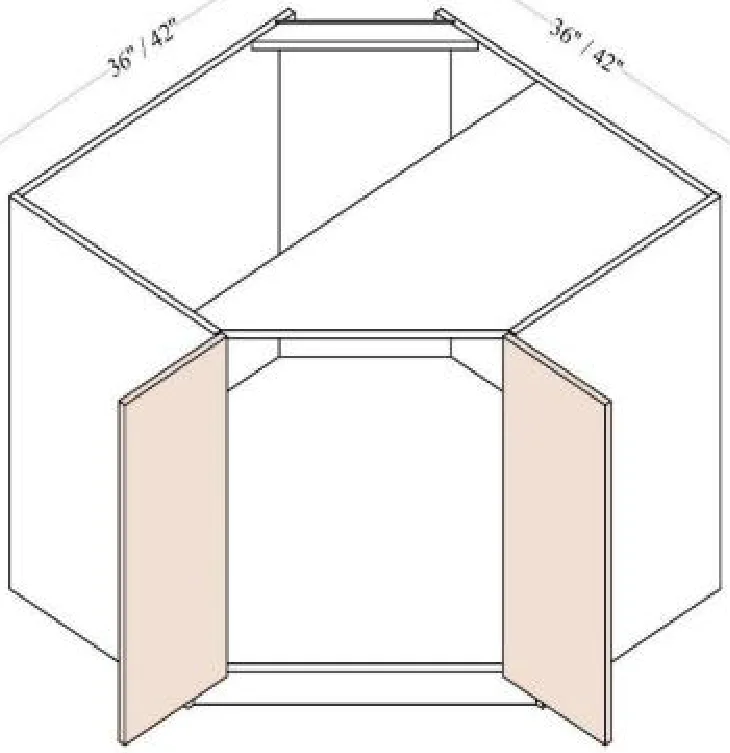 DIAGONAL CORNER SINK BASE 42"W*24''D*34-1/2''H 1DOOR
