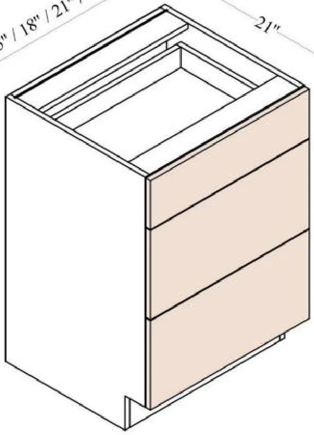 15"BASE/VANITY THREE DRAWER PACK CABINET - 3DRAWER FACES AND FRAME ONLY (cabinet box not included)