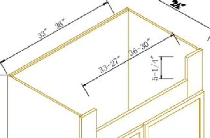 Farm Sink Base Cabinet 36" Wide, 34.5" High, 24" Deep