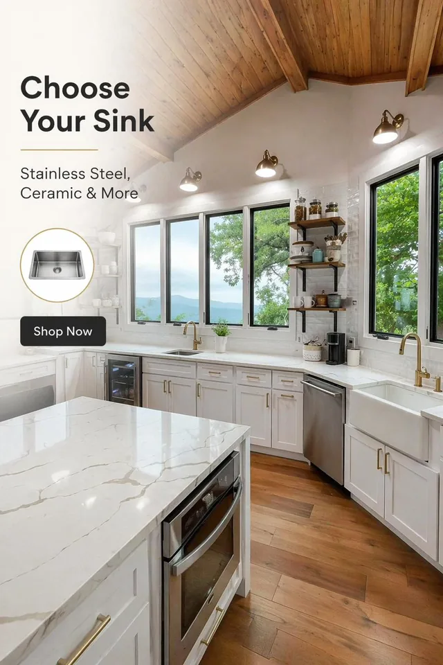 Choose your sink, stainless, ceramic, granite and more